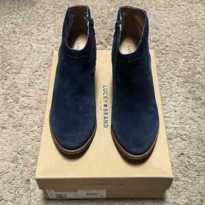 Lucky Brand Deep Blue Suede Ankle Boots
